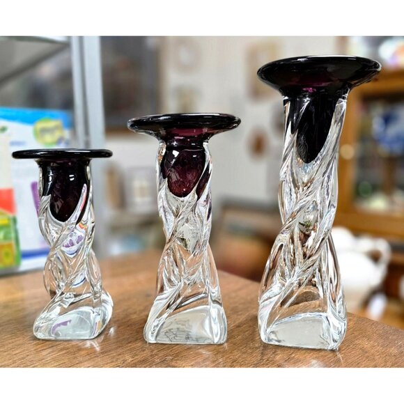 LaChausse Studio Glass Candlestick Trio – Francis Le Salle, New Orleans (NOLA) - Picture 4 of 12